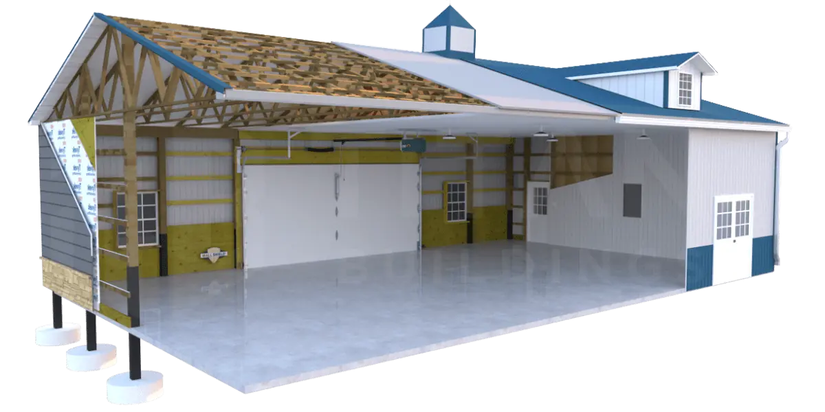 Delaware pole building garage with custom doors and metal siding - Sussex County custom construction