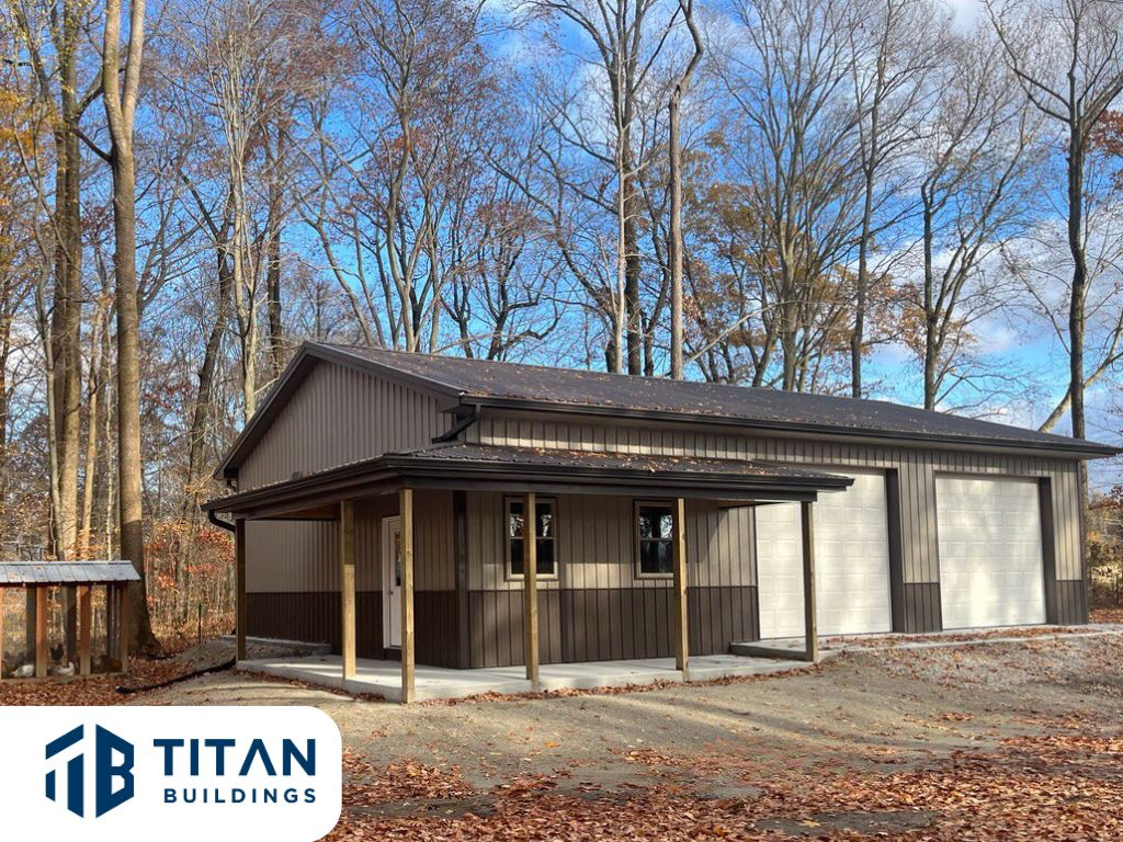 40x50 Workshop/Garage with Lean-To - Custom pole building in Townsend, Delaware by Titan Buildings